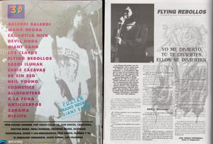 Dos imágenes juntas; a la izquierda la portada de la revista y a la derecha la página de la entrevista a los Flying
