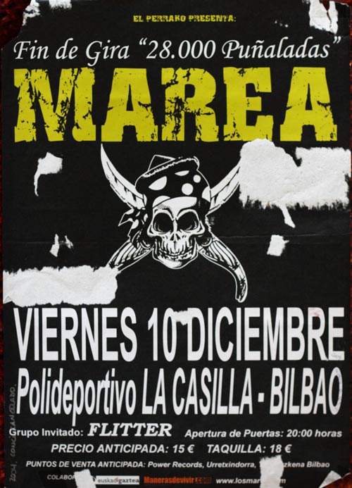 Cartel del concierto de Marea cancelado en Bilbao en 2004