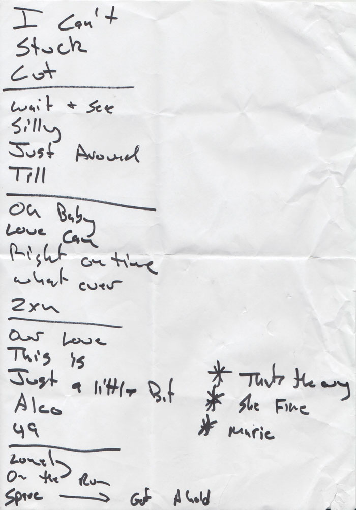 Set-list del concierto de McKinley James.