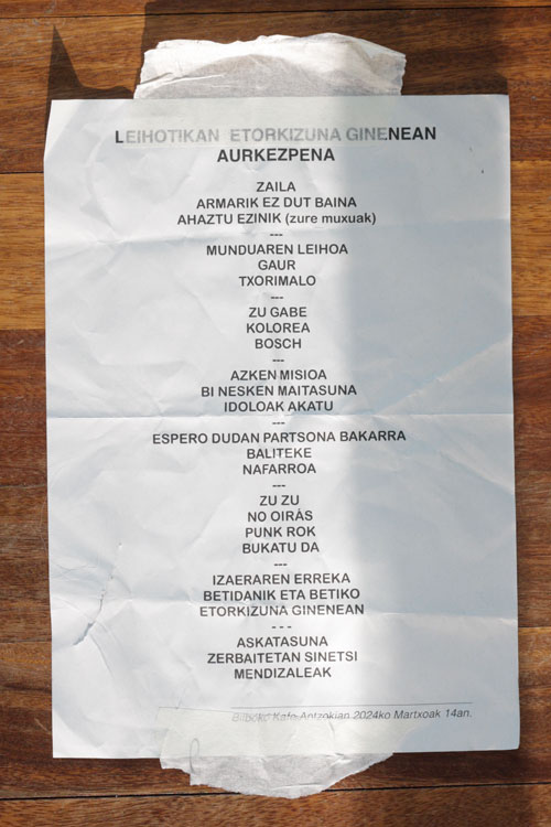 Listado de canciones interpretadas por Leihotikanen en su concierto de Bilbao