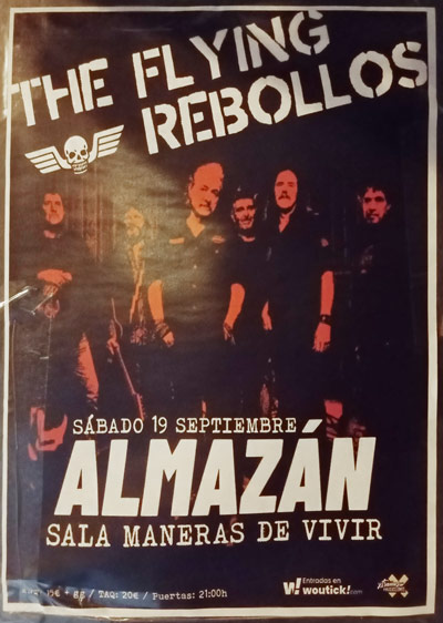 Cartel del concierto de Flying Rebollos en Almazán, el sábado 19 de septiembre de 2026